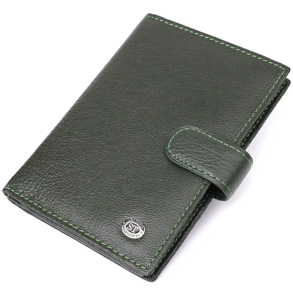 Оригінальна обкладинка на документи унісекс із натуральної шкіри ST Leather 23119 зелена - фото 11