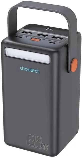 УМБ Choetech 50000mAh, PD3.0 65W USB-C, QC3.0, 3хUSB-A 18W, mirco USB, Li-pol LED Light, чорна (B664-CCBE) - фото 7