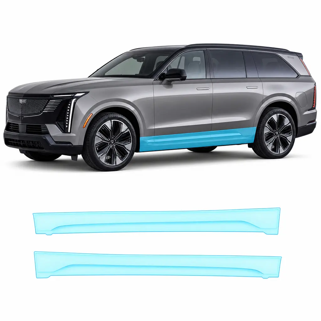 Антигравійна захисна бронеплівка за лекалами для Cadillac Vistiq EV 2025- нижня зона кузова пороги