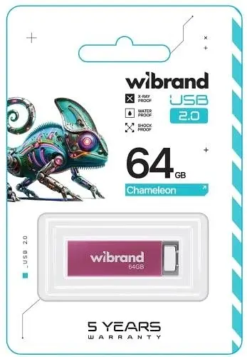 Флеш-накопичувач USB 64Gb Chameleon, Pink, USB 2.0 (WI2.0/CH64U6P) Wibrand teh0029137 - фото 2