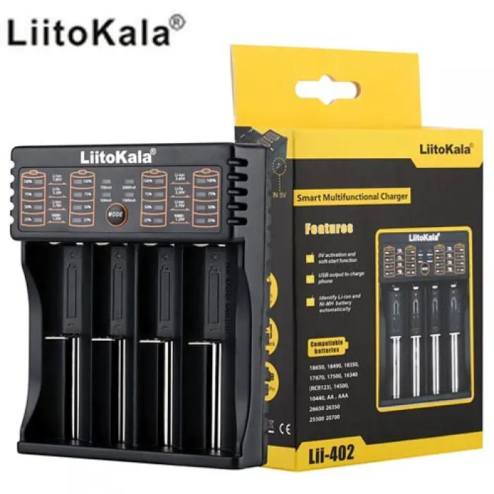 Зарядний пристрій LiitoKala Lii-402 на 4 акумулятори AA, AAA, Li-Ion, LiFePO4 з Power Bank - фото 2