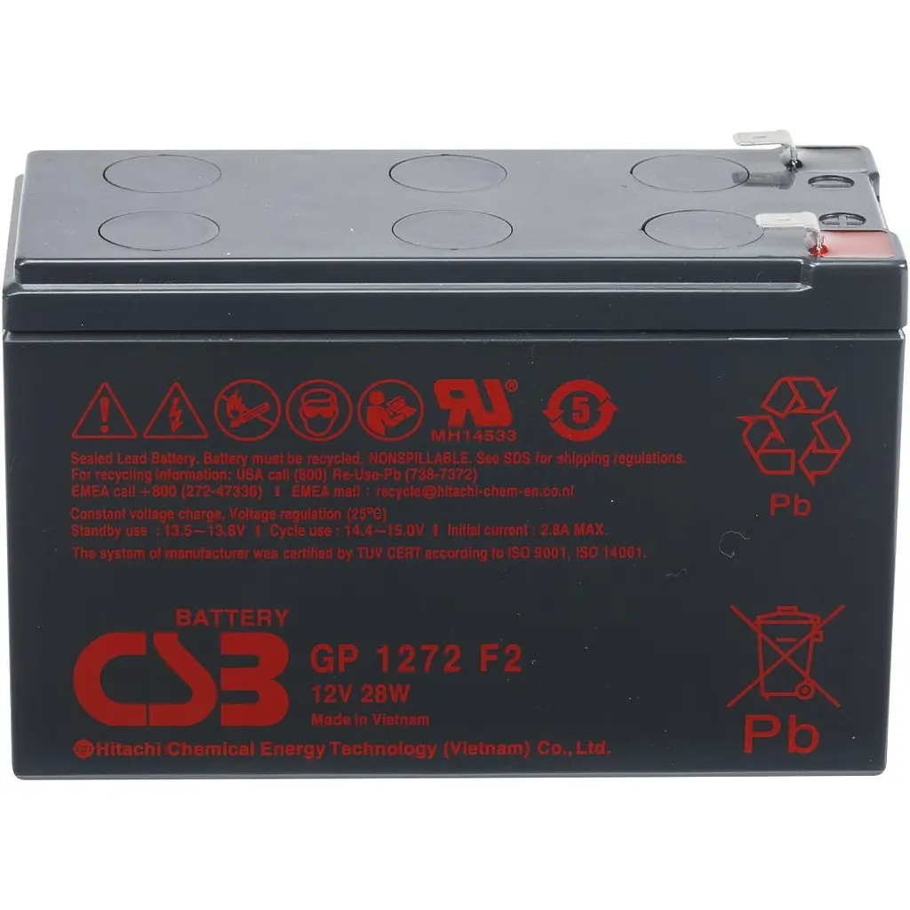 Акумулятор CSB AGM 12V [12V/7.2Ah/86.4Wh] [GP1272F2-28W] [154010] - фото 2