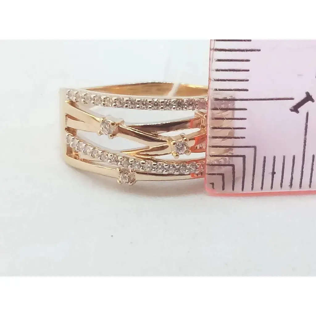 Золоте кільце Столична Ювелірна Фабрика з фіанітами. 140531 19,5 - фото 4