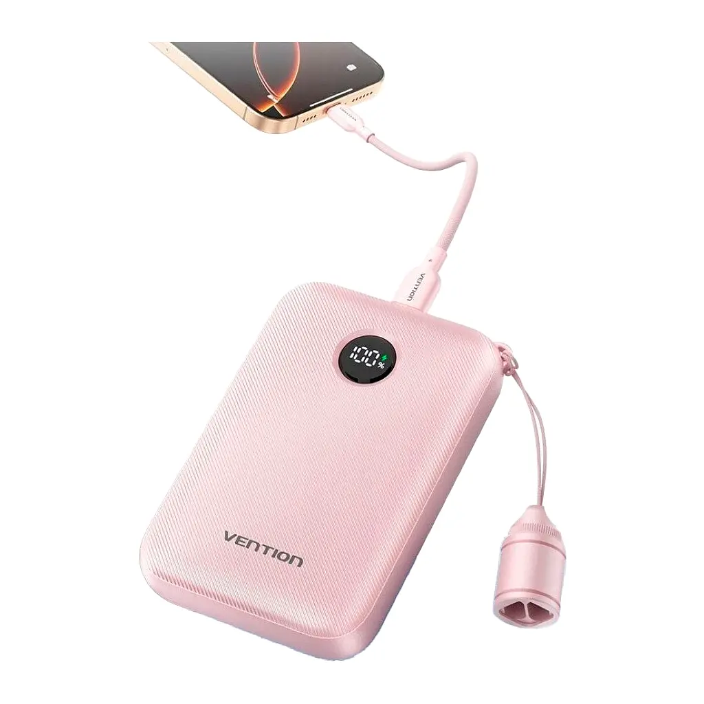 Батарея універсальна Vention 10000mAh, 22.5W, PD, QC, Pink (FKAP0-C) - фото 4