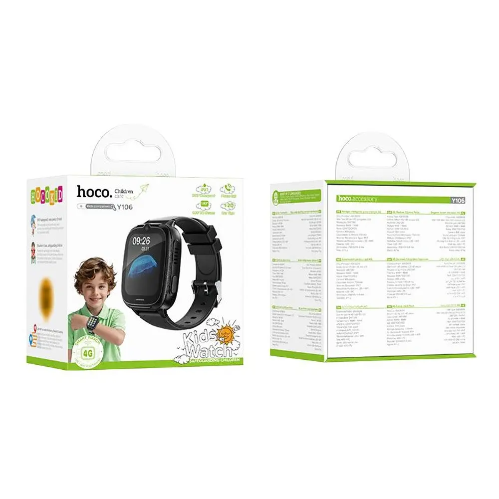 Дитячий смарт годинник Hoco Y106 4G з функцією відеодзвінка чорний 6942007658690 - фото 4