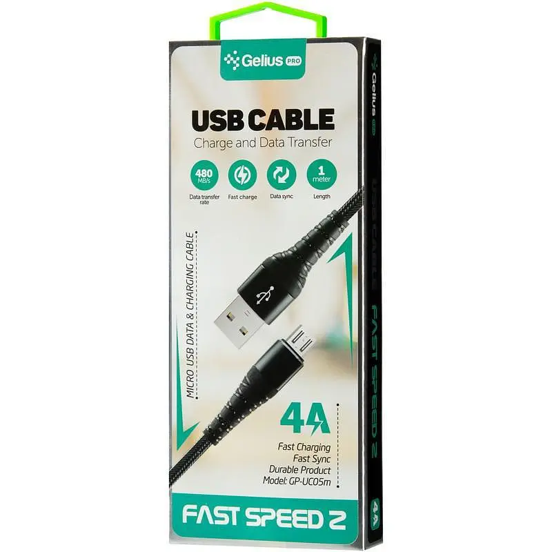USB кабель Gelius Pro Fast Speed 2 GP-UC05m MicroUSB Black - фото 2