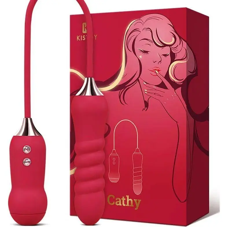 Пульсатор с вакуумным стимулятором KisToy Cathy White на гибкой сцепке Red - фото 3