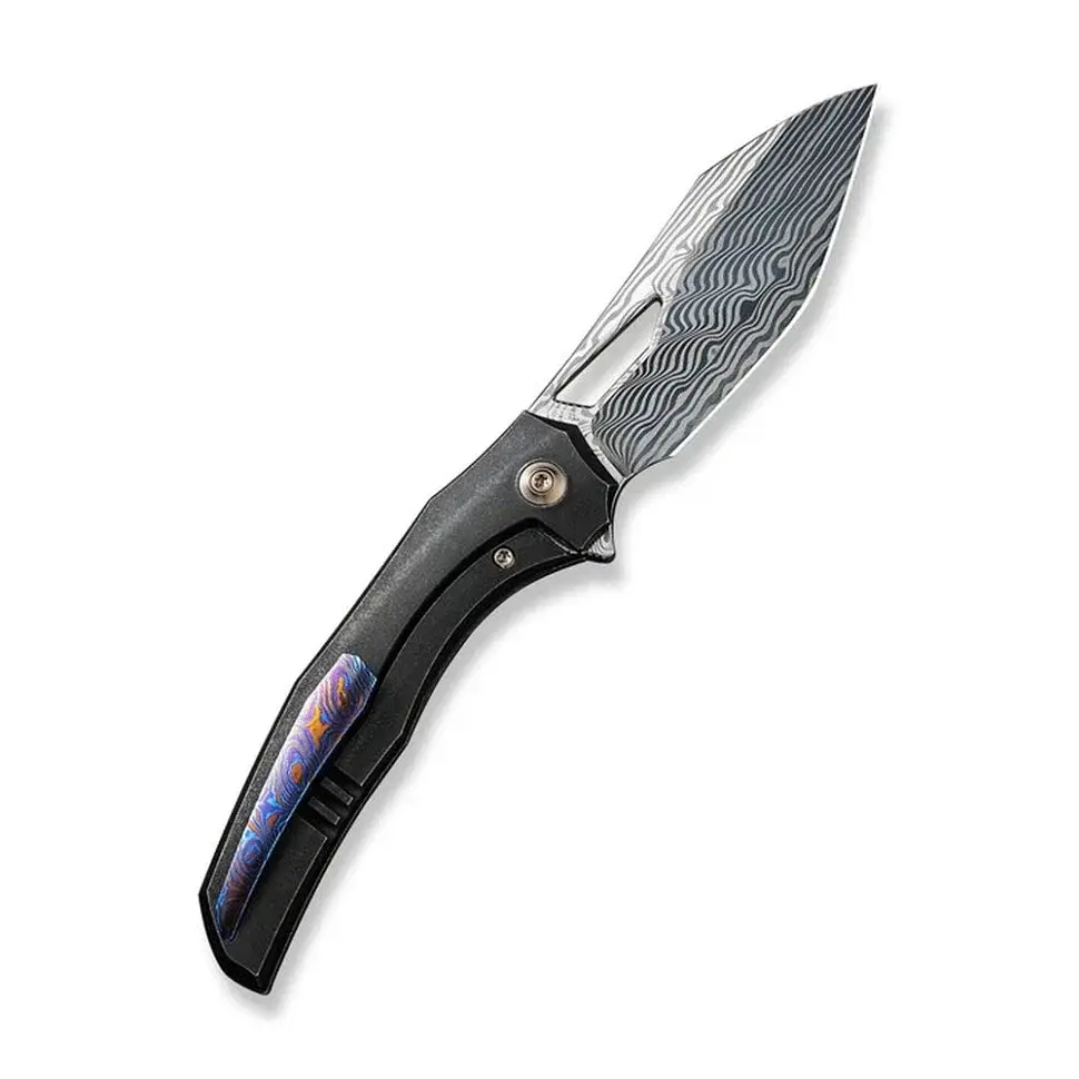 Ніж складаний туристичний WE Knife Ignio Damasteel 83,9 мм титановий чорний - фото 2