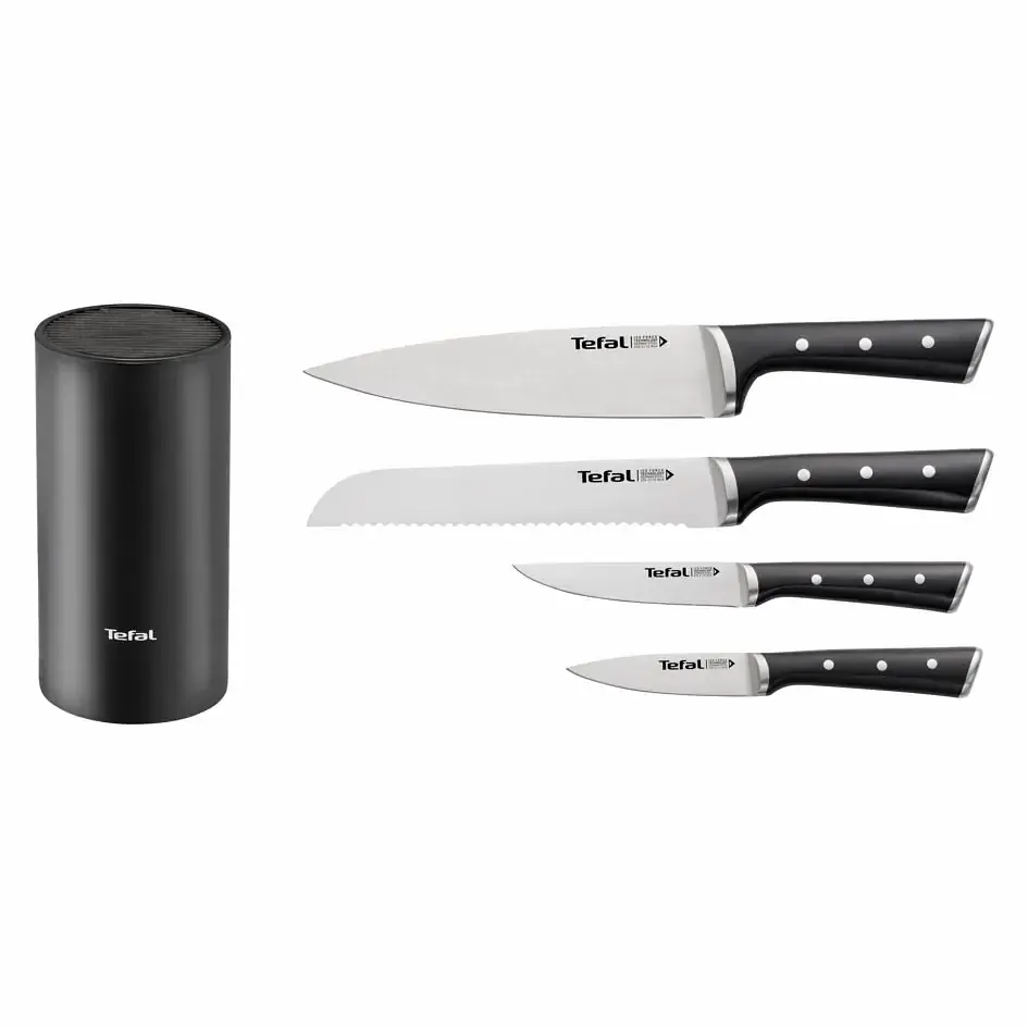 Tefal Набір ножів Ice Force, у пластиковій колоді, 4шт, нержавіюча сталь, пластик, чорний - фото 2