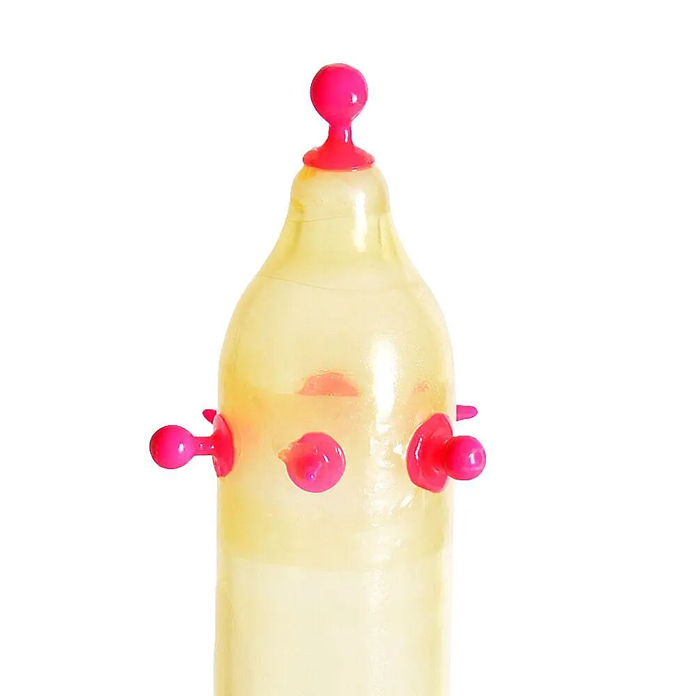 Насадка на член Recare Pink Monster Spike Condom (презерватив з кульками та вусиками) - фото 2
