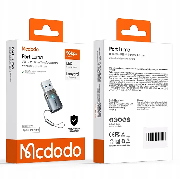 Адаптер McDodo USB-C to USB-A 3.0 Transfer Adapter Black - фото 2