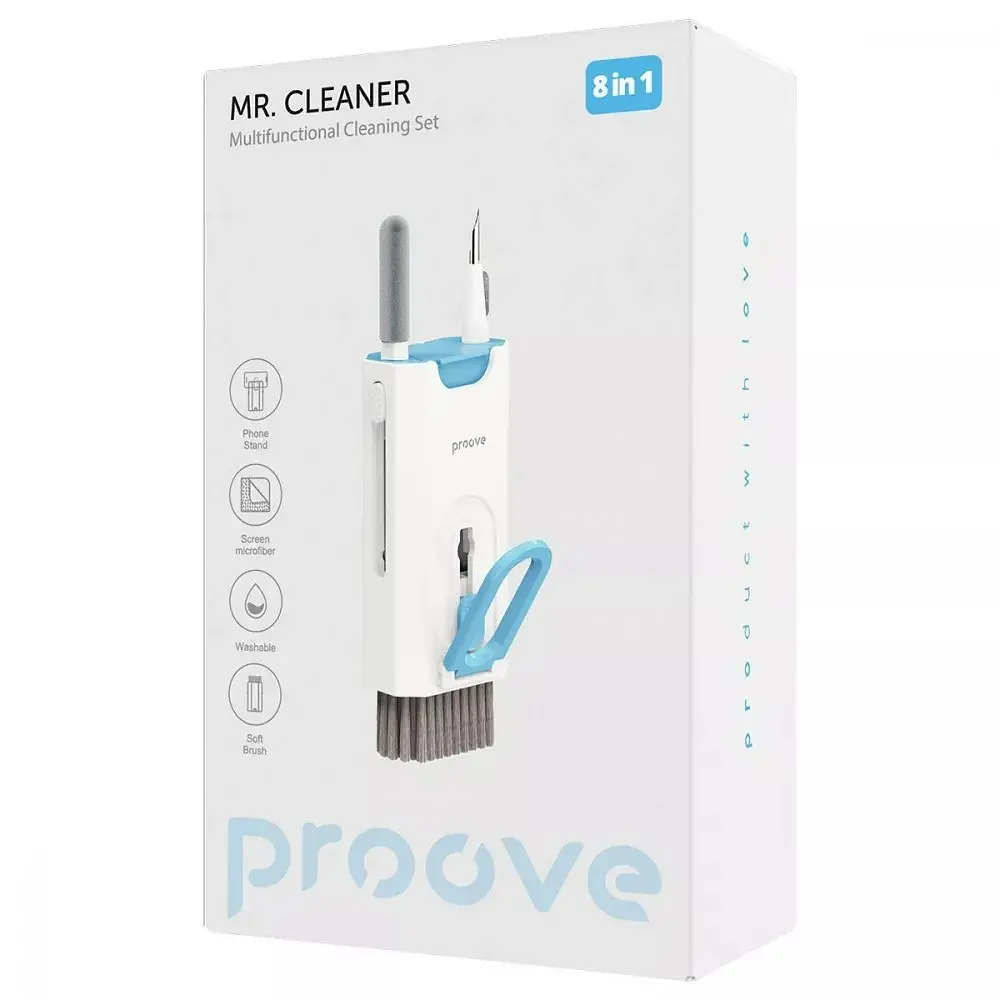 Багатофункціональний набір Proove Mr. Cleaner 8in1 для чищення електроніки та гаджетів Білий (MCS00000802) - фото 7