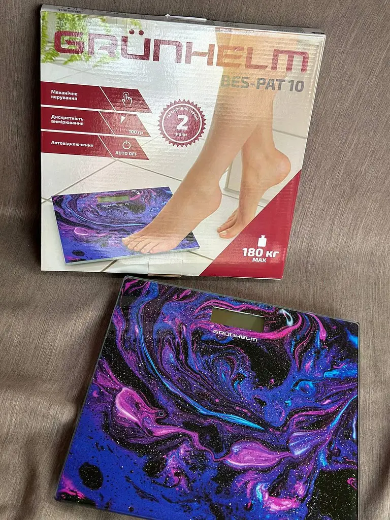 Ваги для підлоги побутові Grunhelm BES-PAT10 скляні ваги для дому 180 кг - фото 5