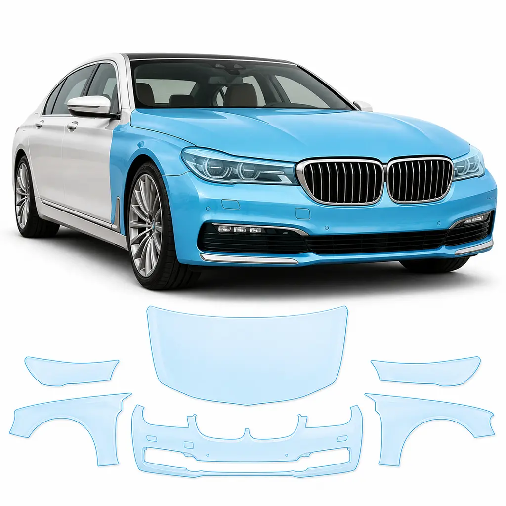 Антигравійна захисна бронеплівка за лекалами для BMW 7 Series G11/G12 2015-2019 - передня частина авто (капот бампер фари крила)