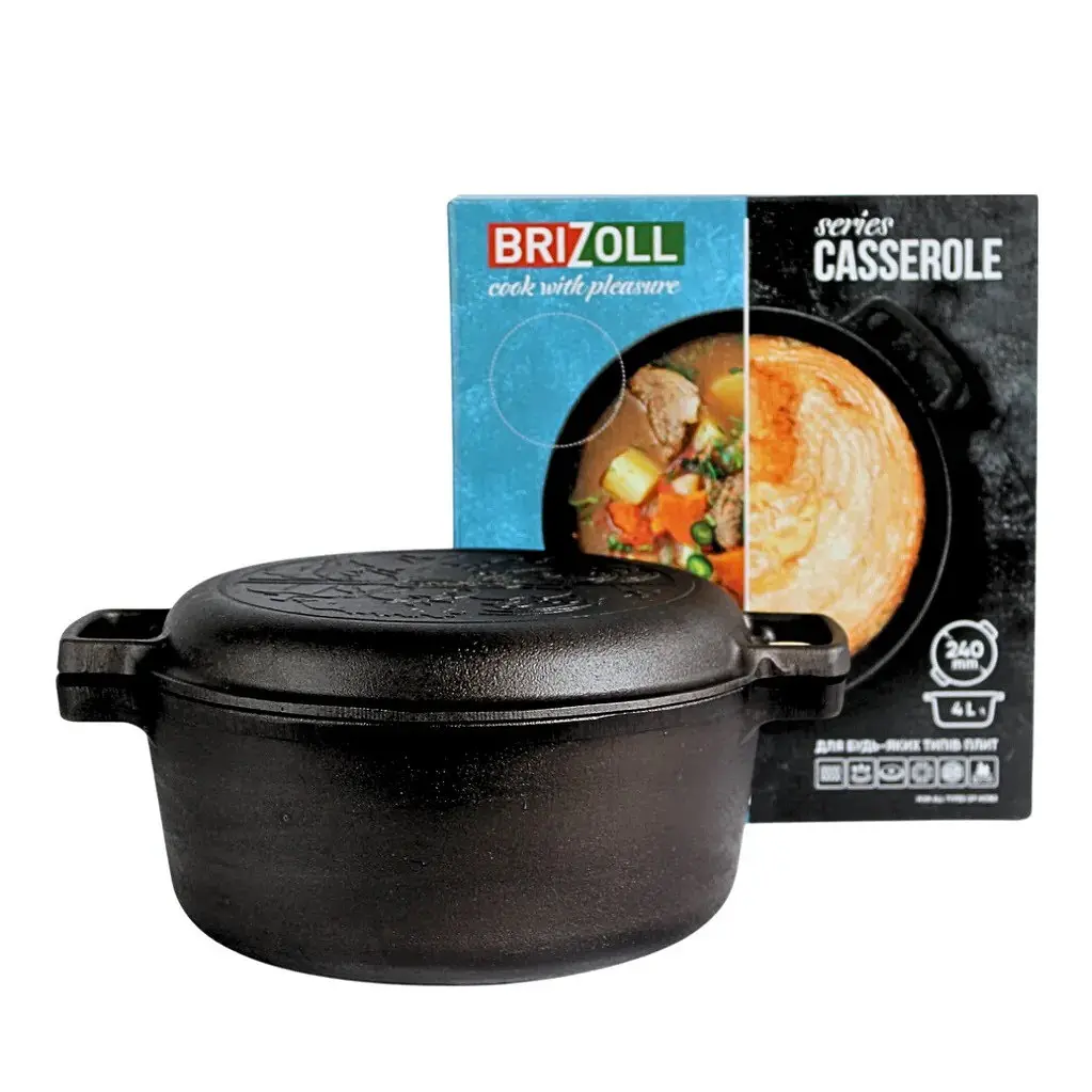 Каструля чавунна Brizoll Casserole P-4L-2 4л 24 см - фото 10