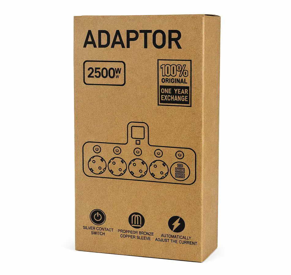 Сетевой фильтр-адаптер Voltronic UL8625 7-in-1, 4x220V-2500W, 2xUSB, 1xType-C PD - фото 4