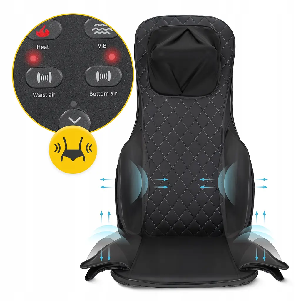 Масажна накидка 4FIZJO Shiatsu багатофункціональна, з підігрівом Black (P-5905973403528) - фото 4