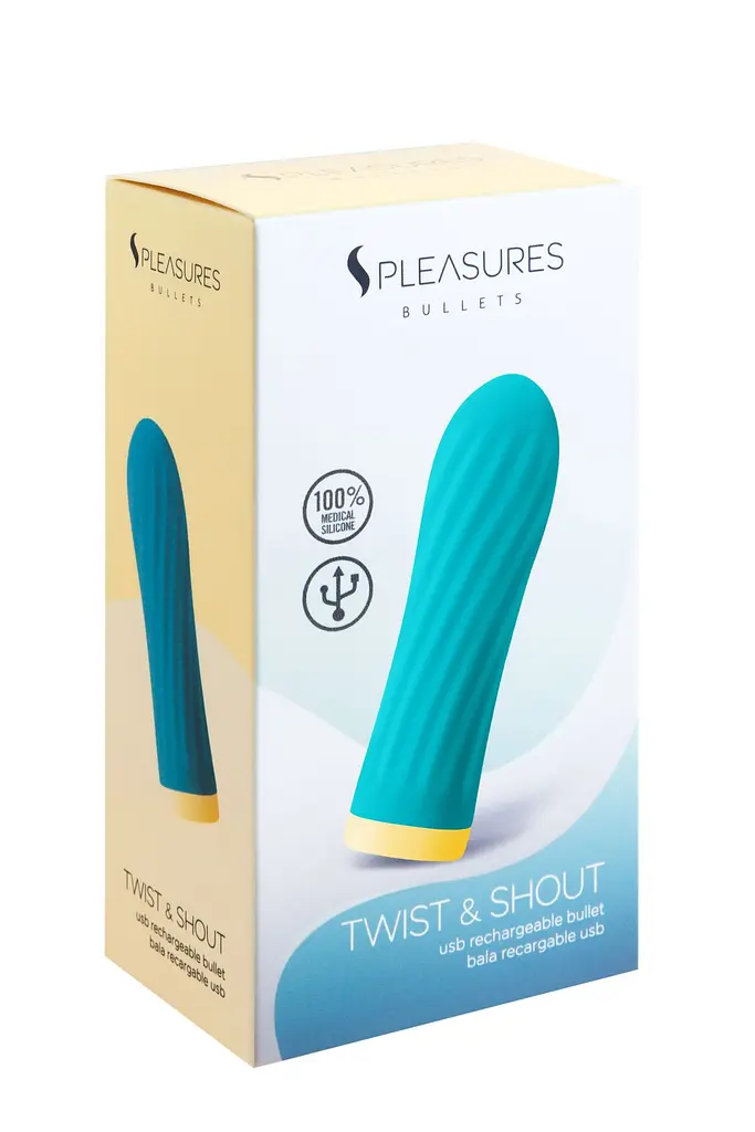 Віброкуля S Pleasures Bullets Twist & Shout Turquoise, бірюзова, ребриста поверхня, 10 режимів - фото 3