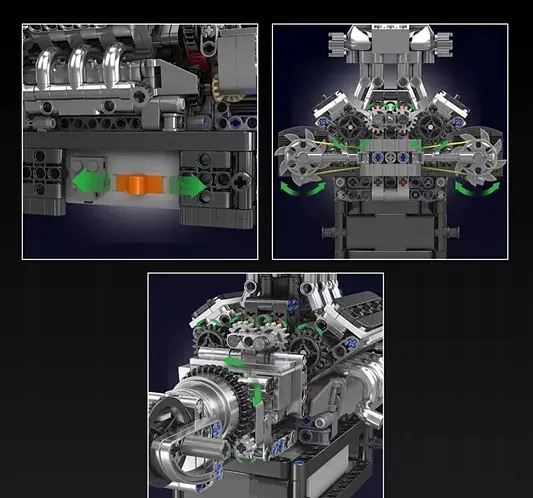 Конструктор двигун Mould King McLaren V8 Technic моторизований восьмициліндровий мотор для дітей та дорослих 737 деталей - фото 6