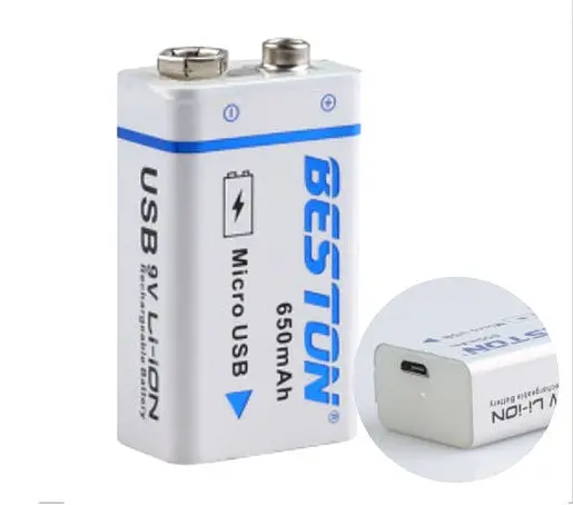 Акумулятор крона Beston 650 mAh 9V Li-ion microUSB (2034958280) - фото 2