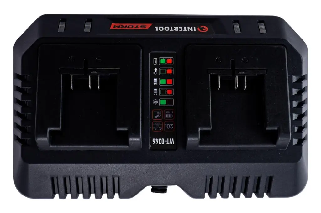 Зарядное устройство для аккумулятора инструмента на 2 АКБ Intertool Storm WT-0346 20В x 4Ач Li-Ion - фото 3
