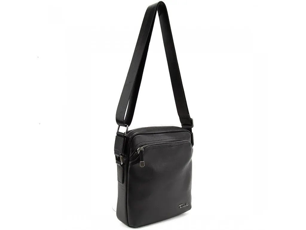 Чоловіча чорна шкіряна сумка через плече Tiding Bag SM8-9686-4A - фото 7