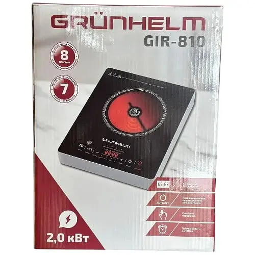 Плита одноконфоркова електрична кухонна Grunhelm GIR-809 інфрачервона 2000 Вт Чорна - фото 2