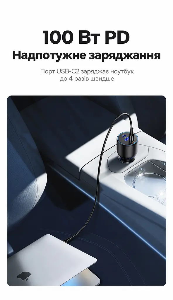 Автомобільний зарядний пристрій UGREEN EC705 2 USB-C PD + USB-A до 130 Вт USB-C1 30 Вт + USB-C2 100 Вт одночасно USB-A до 22,5 Вт (35025) - фото 11