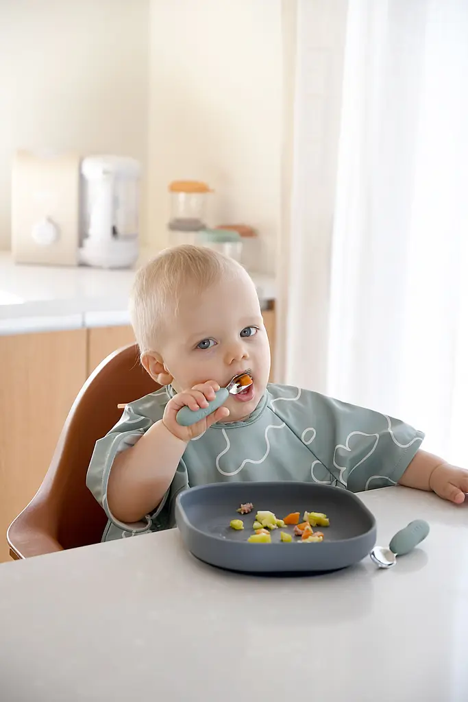 Набір ложка і виделка Beaba 10+ металевий оливковий (913580) - фото 6