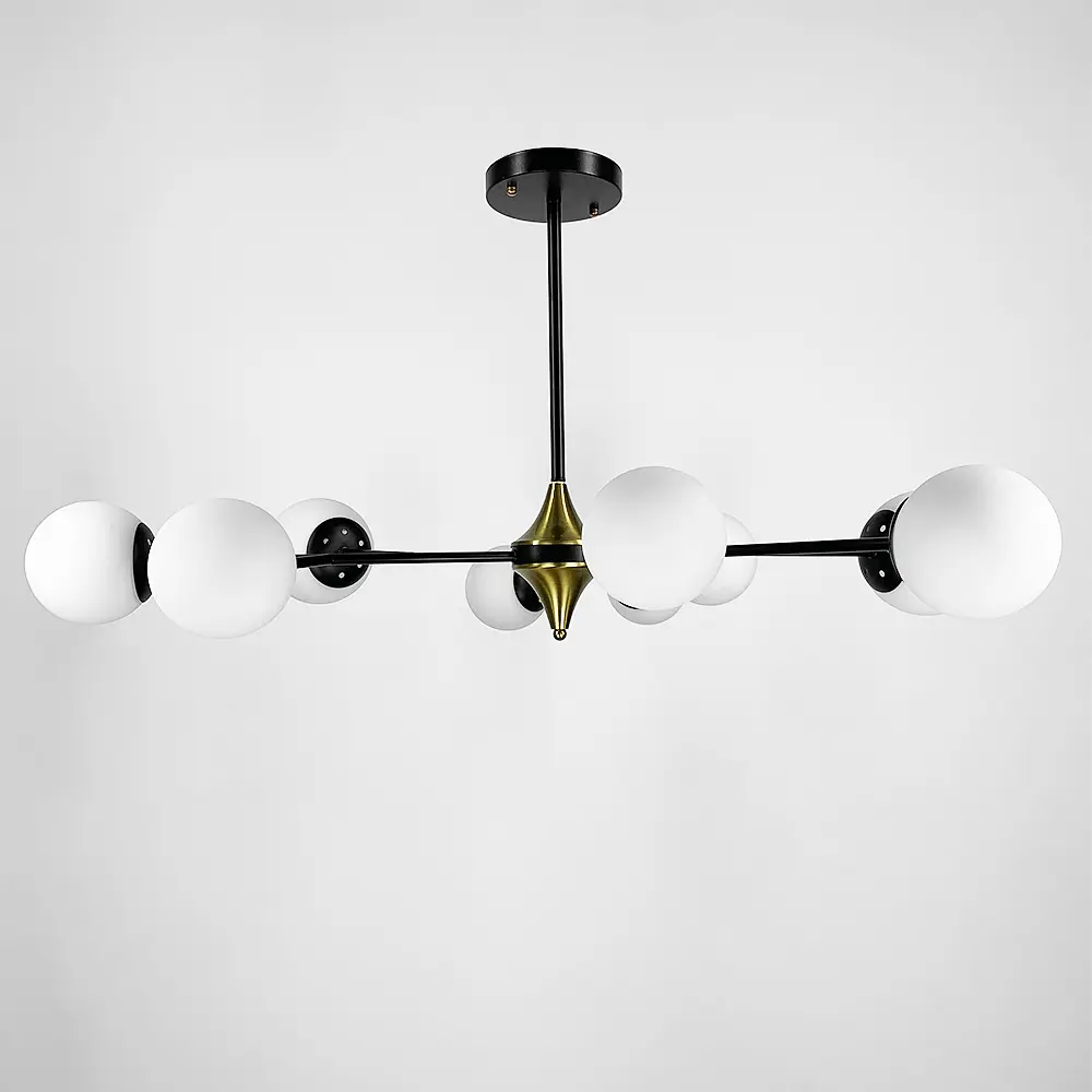 Черная люстра с поворотными веточками на 9 белых плафонах d=120 | Ст. K 21/9 BK+WT новый d12 | Line F - фото 6