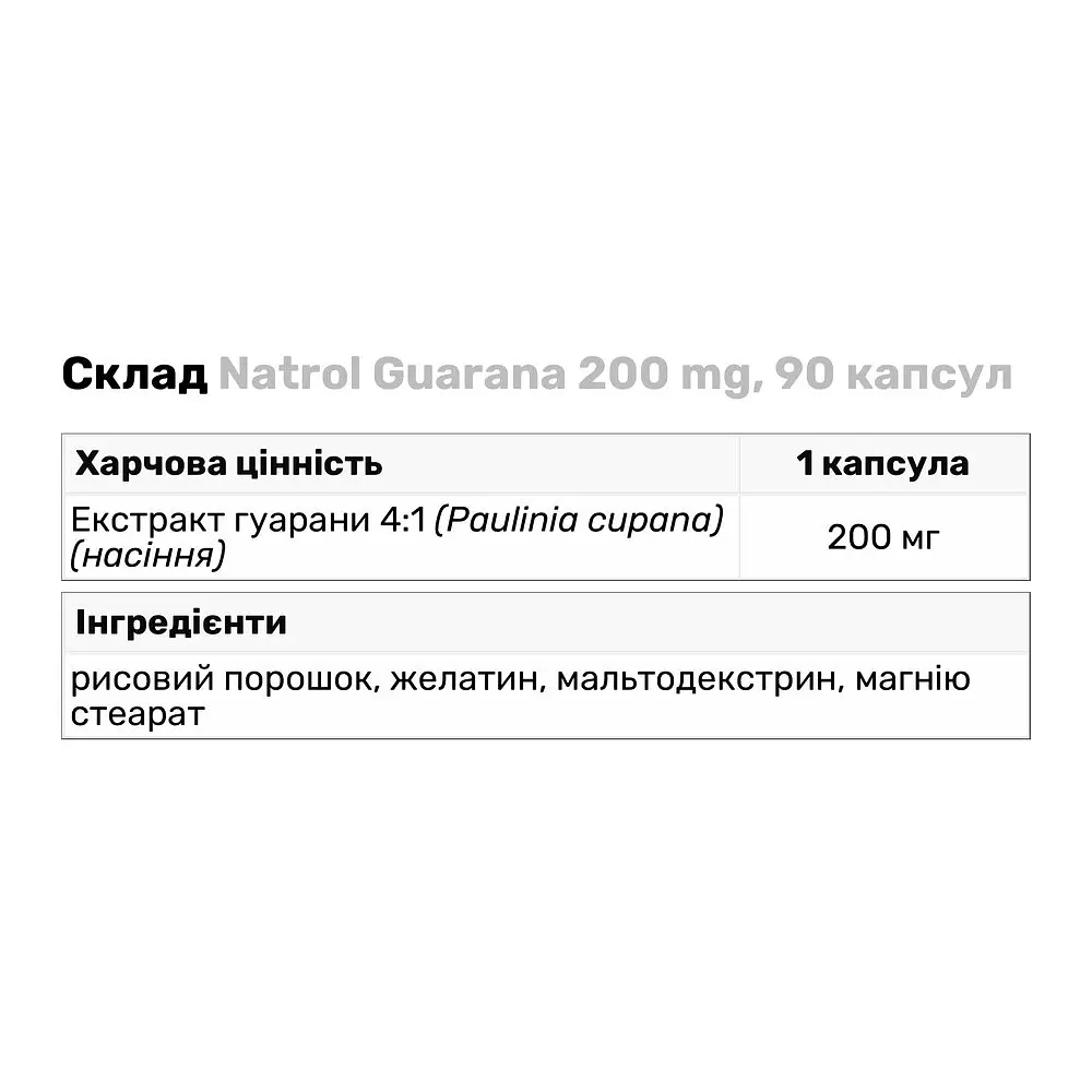 Передтренувальний комплекс Natrol Guarana 200 mg 90 капсул - фото 2