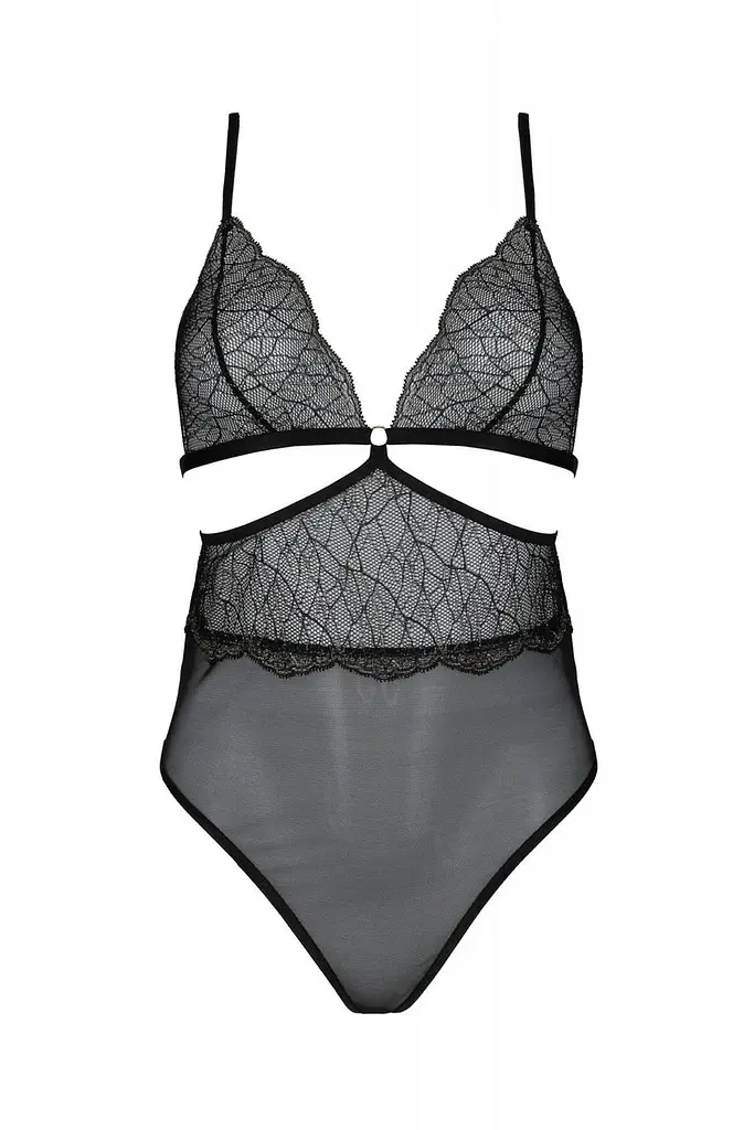 Боди Passion Amberly Body 6XL/7black ассиметричный крой кружевной лиф золотая нить 6XL/7XL - фото 3