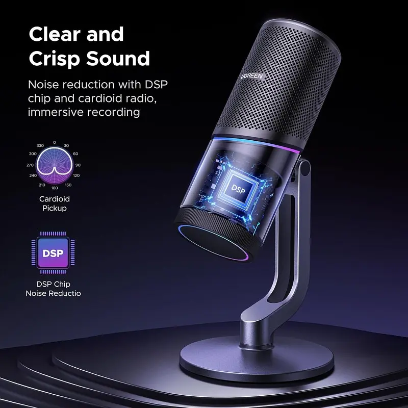 Мікрофон настільний UGREEN CM769 Desktop RGB 24-bit 96kHz ANS (USB-A) Вark Пray (UGR-35629) - фото 3