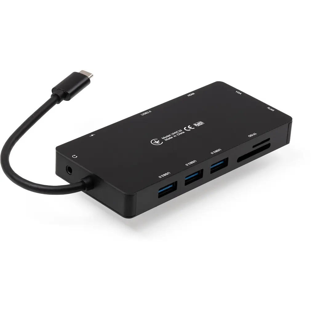 Концентратор Vinga USB-C 3.1 to VGA+HDMI+RJ45+3xUSB3.0+USB2.0+SD/TF+PD100W+Audio (VHYC10) - фото 4