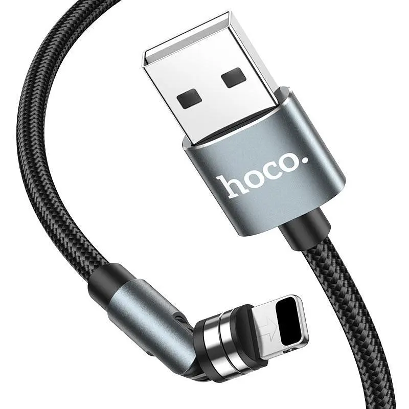 USB Cable Hoco U94 Universal Rotating Lightning Black 1.2m - фото 3