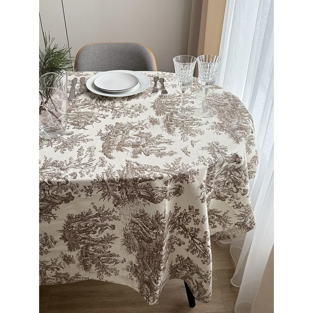 Скатерть тефлоновая Ecotton Duck 170х150 см Люди в кустах бежевая (25026) - фото 2