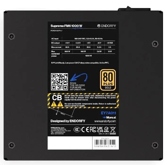 Блок живлення ENDORFY Supremo FM6 1000W 80+ Gold ATX 3.1 (EY7A011) U1 - фото 6
