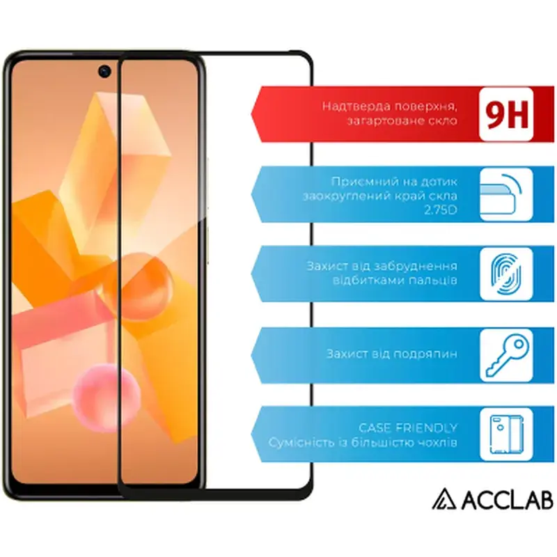 Скло захисне ACCLAB Full Glue Infinix Hot 40 Pro Black (1283126589225) - фото 3