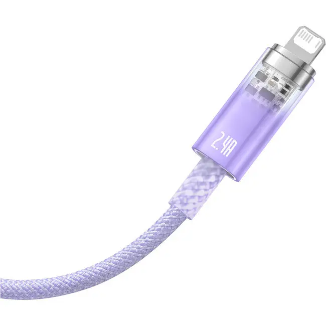Кабель Baseus Explorer Series Fast Charging Cable with Smart Temperature Control Cable USB to Lightning 2.4A 1m CATS010005 Purple - фото 2