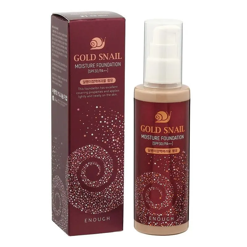 Омолоджуючий тональний крем для обличчя Муцин равлика Gold Snail Moisture Foundation SPF30 PA++ (21) Enough 100 мл - фото 2