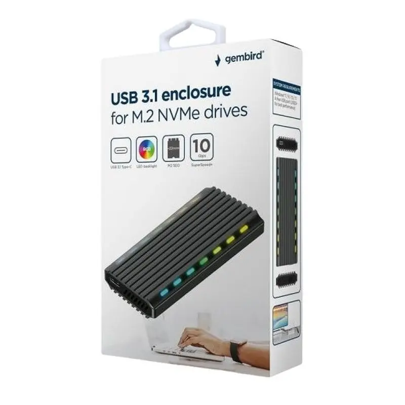 Зовнішня кишеня Gemird EE2280-U3C-03 M.2 (NVMe&NGFF), USB 3.1, чорна - фото 4