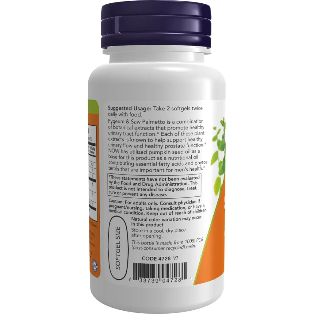 Чоловіче здоров'я Now Foods Pygeum & Saw Palmetto 25/80 мг 120 капсул - фото 3
