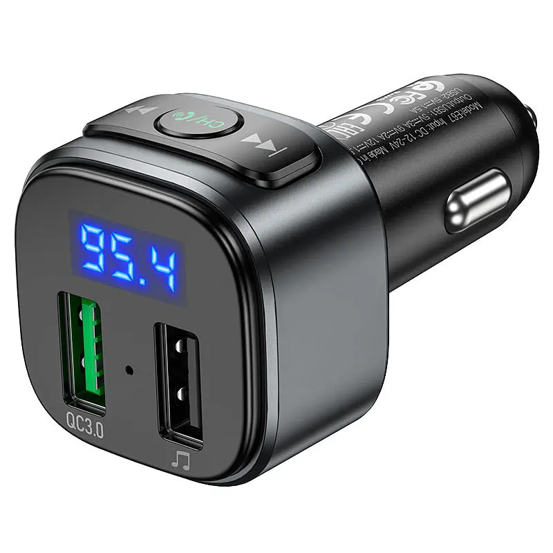 АЗП FM модулятор Hoco E67 QC3.0 (2USB-A) Чорний - фото 3