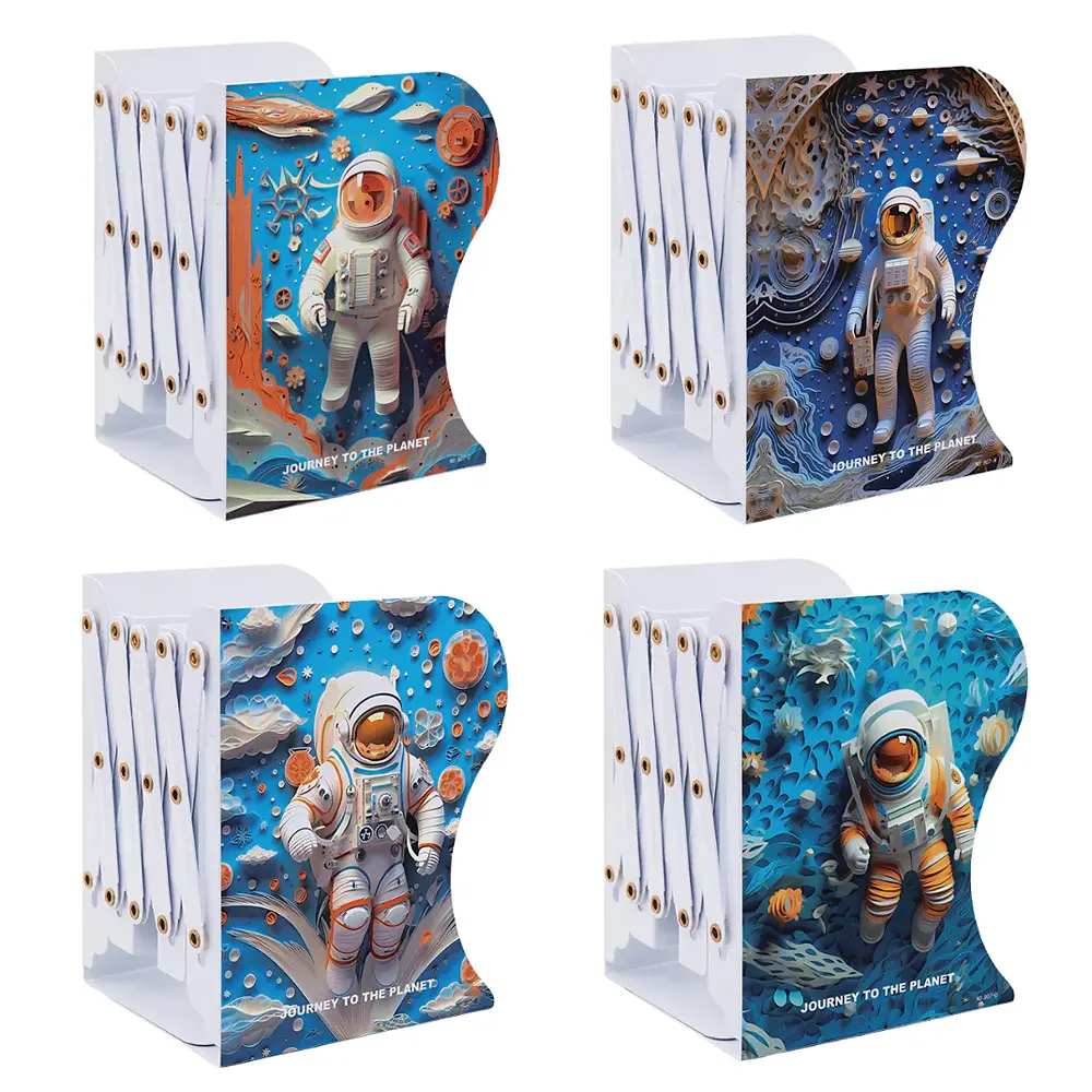 Полиця-тримач для книг розсувна металева Космонавт-3D, 15x10x19 см (В асортименті) - фото 2