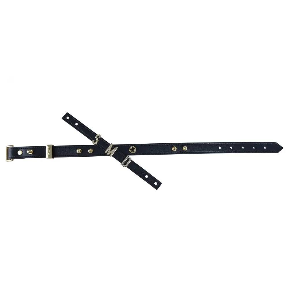 Нашийник LOCKINK Dark DIY Alphabet Collar, чорний, штучна шкіра, букви зі стразами - фото 7