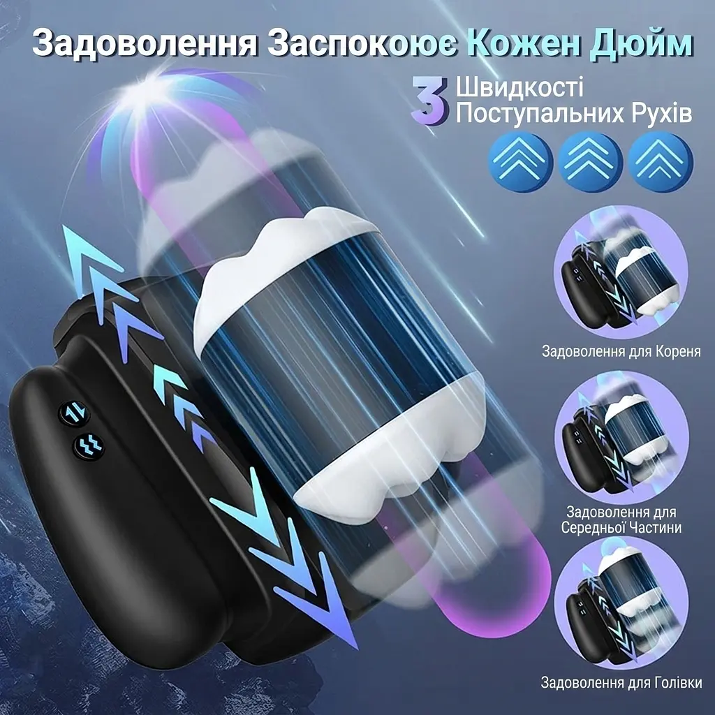 Автоматичний мастурбатор HANDYCUM з тримачем для телефону 9 режимів 3 швидкості TPE Чорний - фото 6