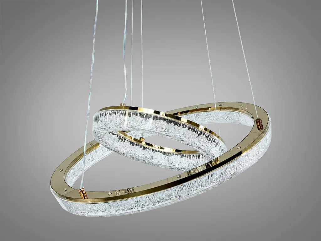 Підвісна LED люстра Diasha 1712/500+300G для спальні та вітальні, золото, 2 кільця, 54 W, освітлення 10-16 м2 - фото 4