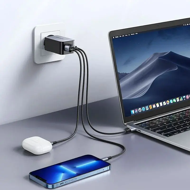 Зарядний пристрій 3xUSB 65W (2хUSB-C+USB-A) Gan CD244 Сірий Ugreen (10335) - фото 6