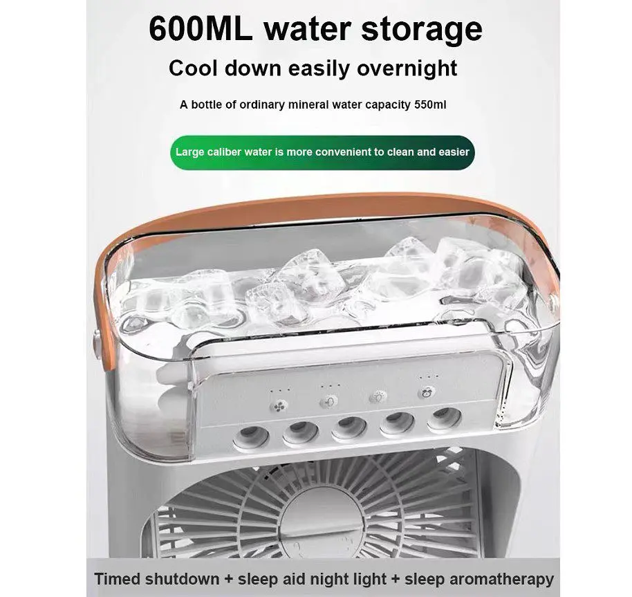 Портативний вентилятор Voltronic YT410, зволоження, підсвічування, Air Cooler Fan White - фото 4