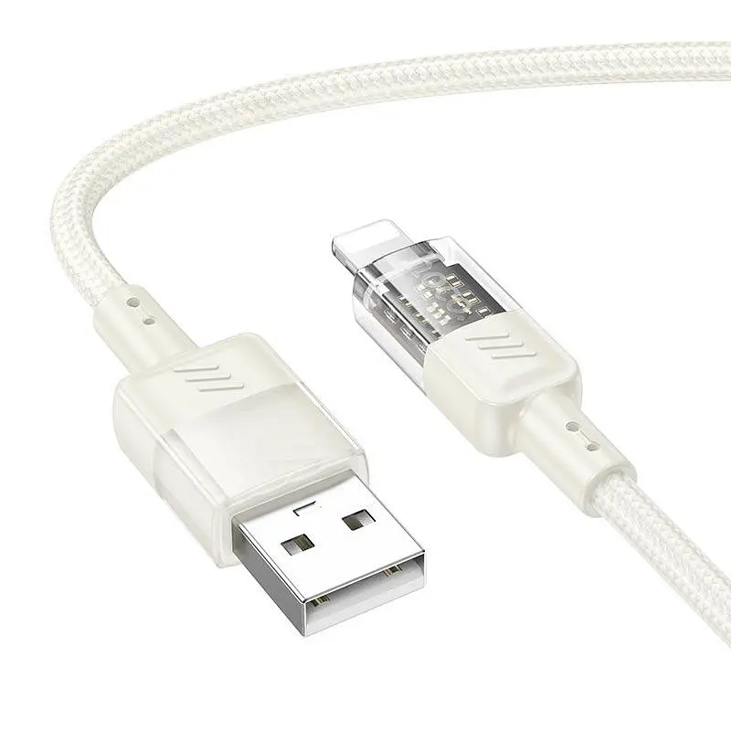 Кабель Hoco Lightning Spirit прозрачный зарядный кабель для передачи данных U129 2.4A 1.2 м - фото 2